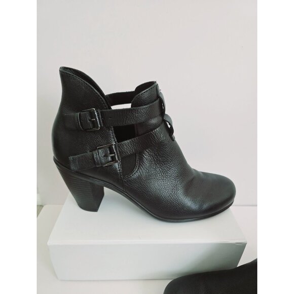 Ecco Touch 75 Double Buckle Ankle Boots Black Leather Booties Shoes 41 10 10.5 - Picture 7 of 10